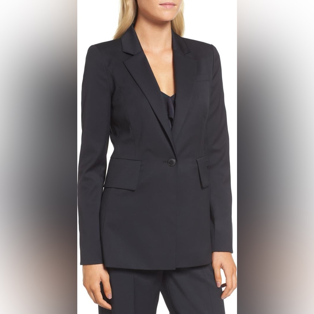Lewit Square Shoulder Suit Jacket Blazer 100% Virgin Wool $399 Women’s Size 10